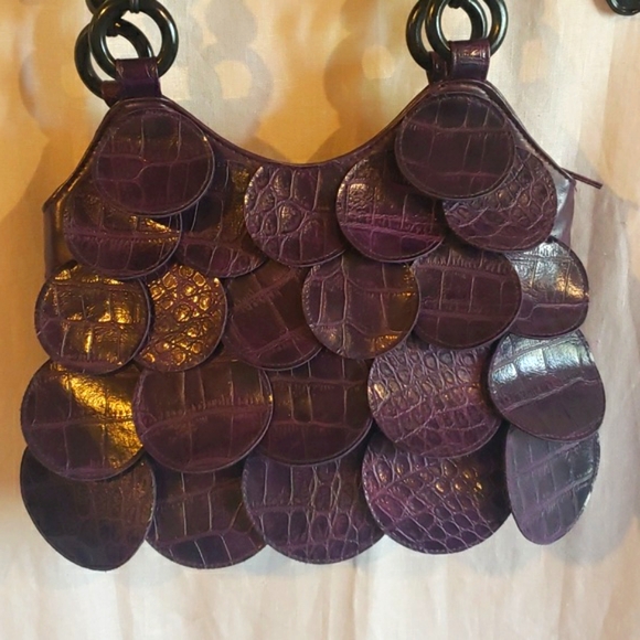 GAL Purple Faux Leather Circle Vegan Handbag - Picture 2 of 11